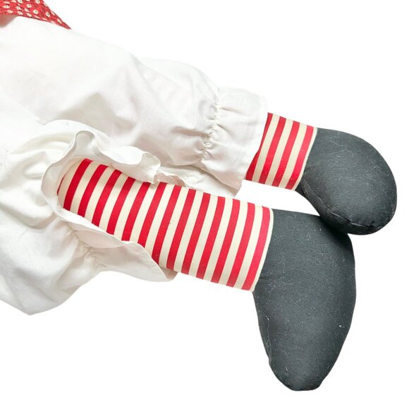 Handmade 1960s Raggedy Ann Andy Dolls Red Yarn Hair Cloth Bodies Classic 34x19 - Picture 11 of 16